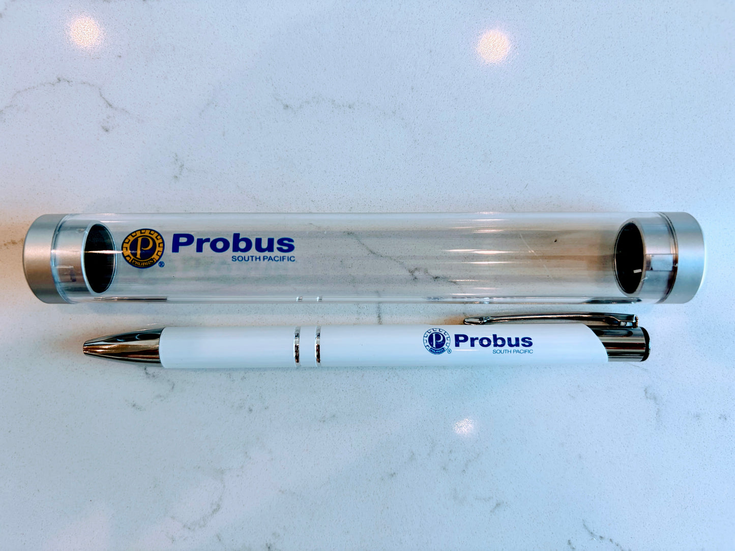 Probus White Ballpoint Pen & Gift Tube