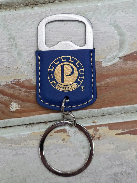 Blue Leather Key-chain and Bottle Opener